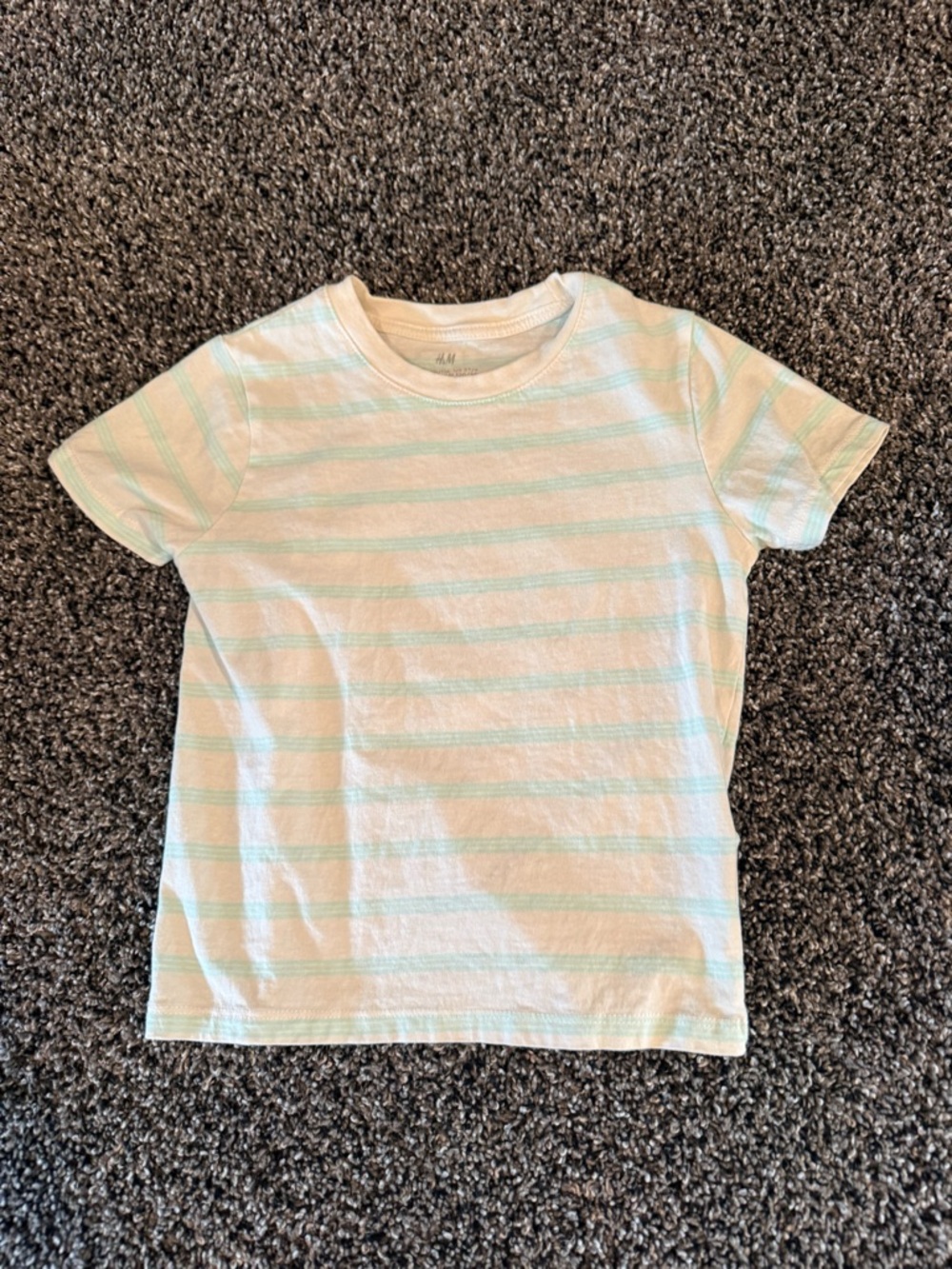 H&M Cream Tee with Light Blue Stripes - Short Sleeve